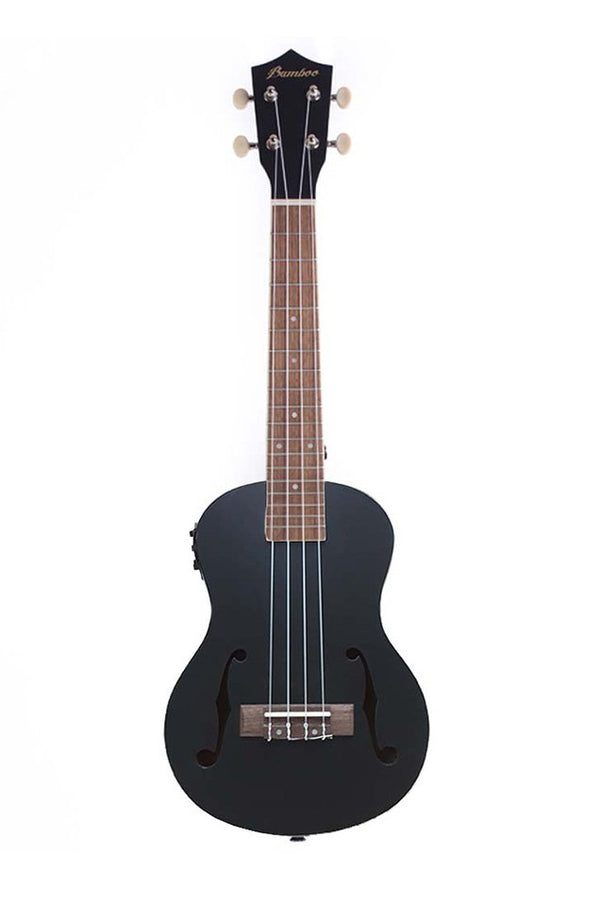 Bamboo Violin‑Style Concert Ukulele 23″ Black w/ EQ & Tuner - U23‑VIO‑BK‑Q