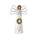 Melrose Frosted Winter Angel with Bird and Wreath Accent (Set of 2)