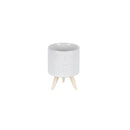 Melrose Porcelain Face Planter with Wooden Legs Set of 3 Planter, Face