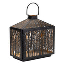 Melrose Forest Cut Metal Lantern with Gold Accent 12"H Rustic Black  Gold