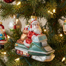 Glass Snowmobile Santa Ornament (Set of 6)