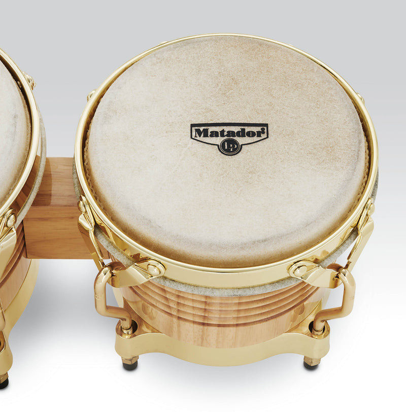 Latin Percussion 7-1/4" & 8-5/8" Matador Bongos - Natural Oak/Gold Hardware