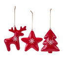 Modern Metal Shape Ornament with Snowflake Print (Set of 12)