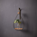 Melrose Hanging Bottle Vase in Teardrop Frame Wall Decor, Rustic, Metal