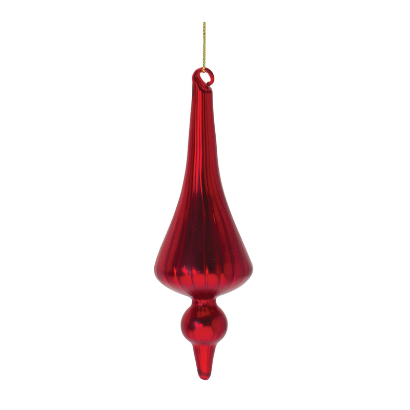 Ribbed Glass Finial Ornament (Set of 12)