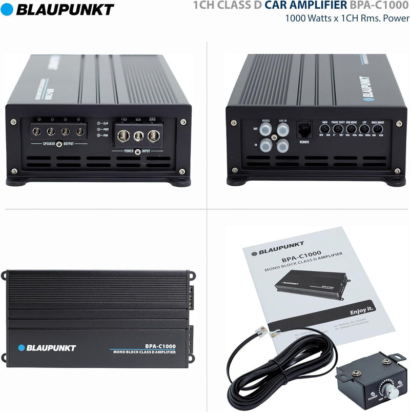Blaupunkt BPA‑C1000 C‑Series 1000 W RMS Mono Block Class D Car Amplifier