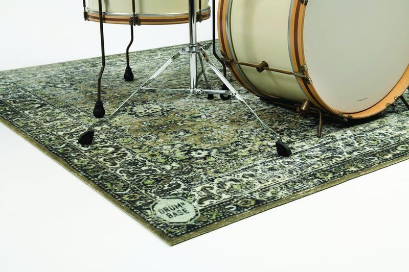 Drum N Base Vintage Persian Style Drum Rug – Green, 5.34' x 4.65'