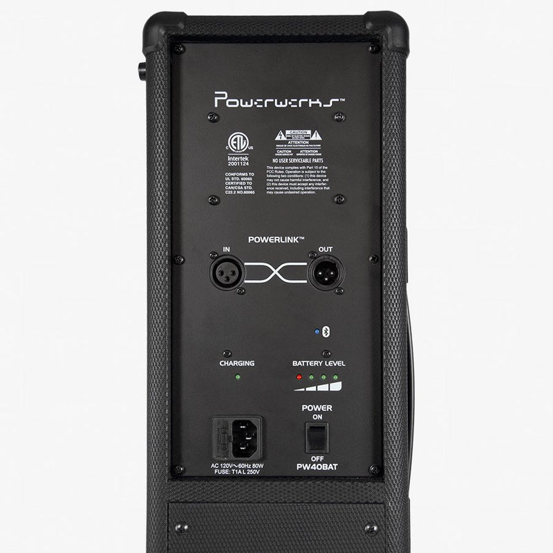 PowerWerks Battery Powered 40 Watt PA Tower w/ Bluetooth Capability - PW40BATBT