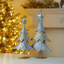 Melrose Jeweled Metal Christmas Tree (Set of 2)