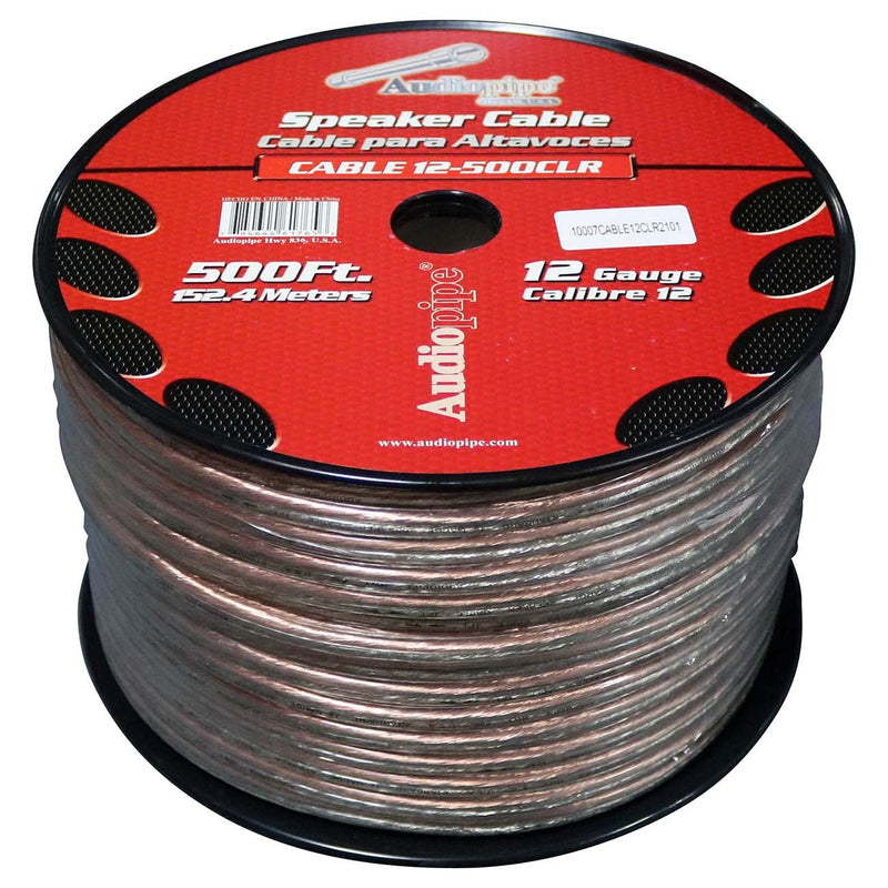 Audiopipe 12-Gauge Speaker Wire 500-Foot Spool Clear - CABLE12500