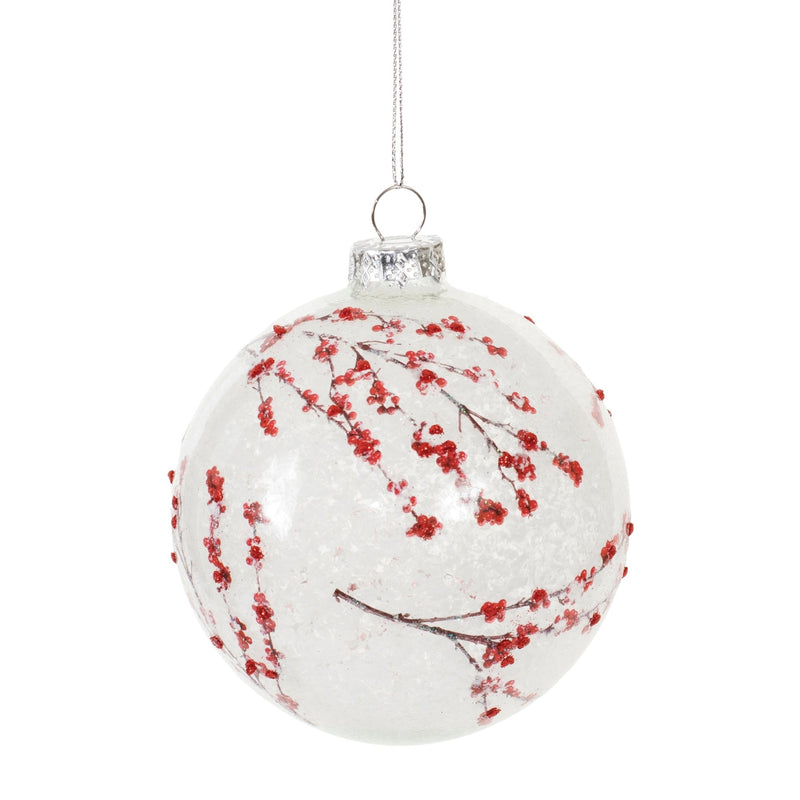 Frosted Berry Branch Ball Ornament (Set of 6)