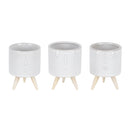 Melrose Porcelain Face Planter with Wooden Legs Set of 3 Planter, Face