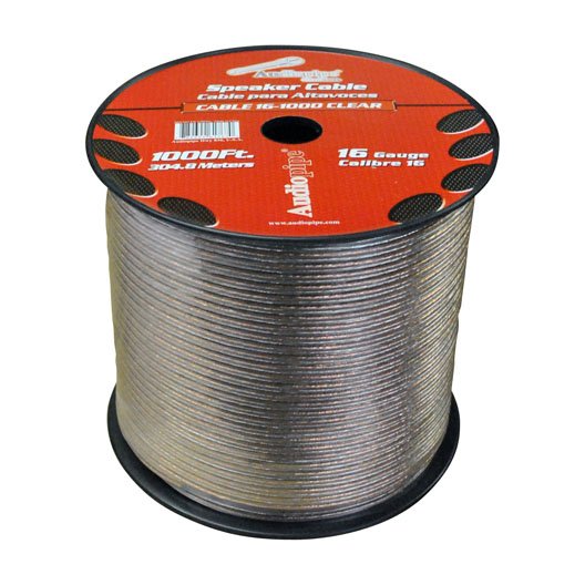 Audiopipe 16-Gauge Speaker Wire 1000-Foot Spool Clear - CABLE161000