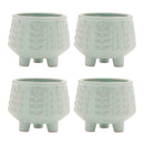Melrose Footed Ceramic Leaf Pattern Planter Set of 4 Planter, Ceramic