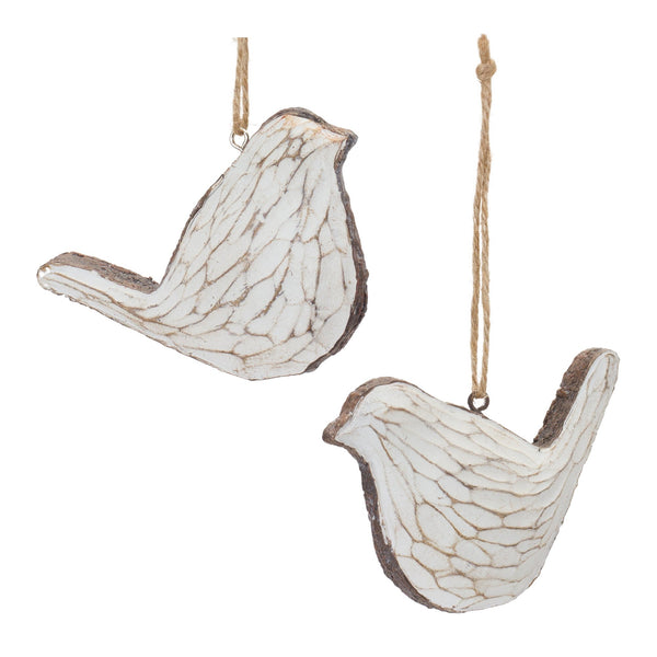 Carved Bird Ornament (Set of 12)