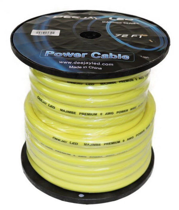 DeeJay LED TBH072YELLOWMIX 0 Gauge 72 Ft Power Cable - Yellow