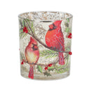 Melrose Mercury Glass Votive Candle Holder with Bird and Berry Branch (Set of 6)