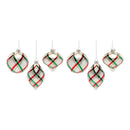 Plaid Glittered Glass Ornament (Set of 6)