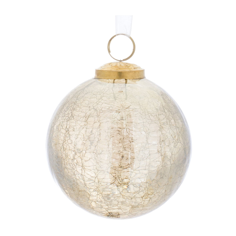 Champagne Crackle Glass Ornament (Set of 6)