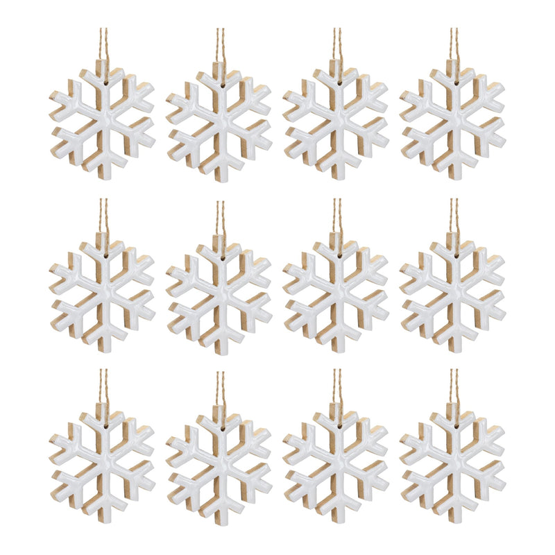 Wood Snowflake Ornament (Set of 12)