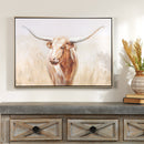 Melrose Framed Long Horn Cattle Wall Art 28"L, Modern, Rustic, Wood, Plastic