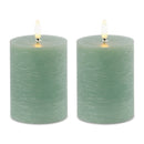 Melrose FIA Wick Green Pillar Candle (Set of 2)