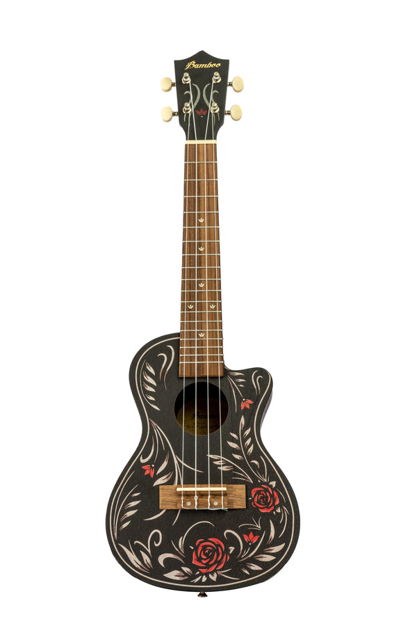 Bamboo Flower & Roll Concert 23″ Ukulele - Sapele Black