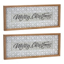 Melrose Ornate Metal Merry Christmas Sign (Set of 2)