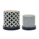 Melrose Geometric Pattern Planter with Plate Set of 2 Planter, Dolomite