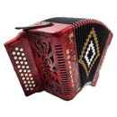 Rossetti 31-Button Diatonic Accordion 12 Bass GCF Red – 3112-GCF-RD