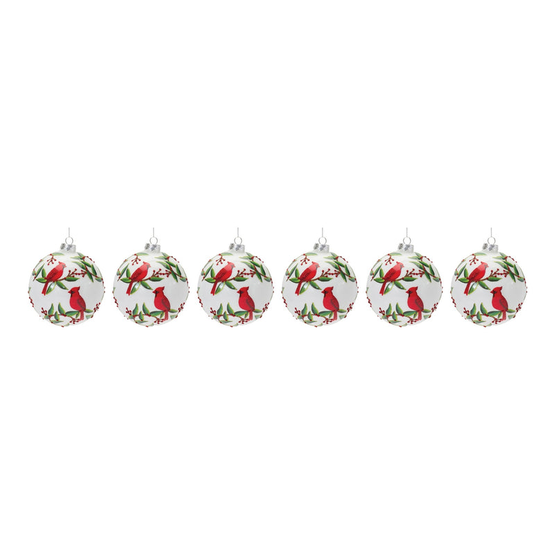 Cardinal Bird Ball Ornament (Set of 6)