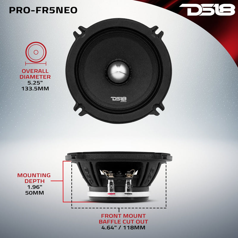 DS18 PRO-FR5NEO 5.25" Full-Range Bullet Loudspeaker – 200W RMS 4 Ohm Neodymium