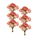 Melrose Coral Pink Peony and Hydrangea Flower Bouquet (Set of 6)