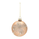 Melrose Champagne Floral Glass Ball Ornaments – Set of 12