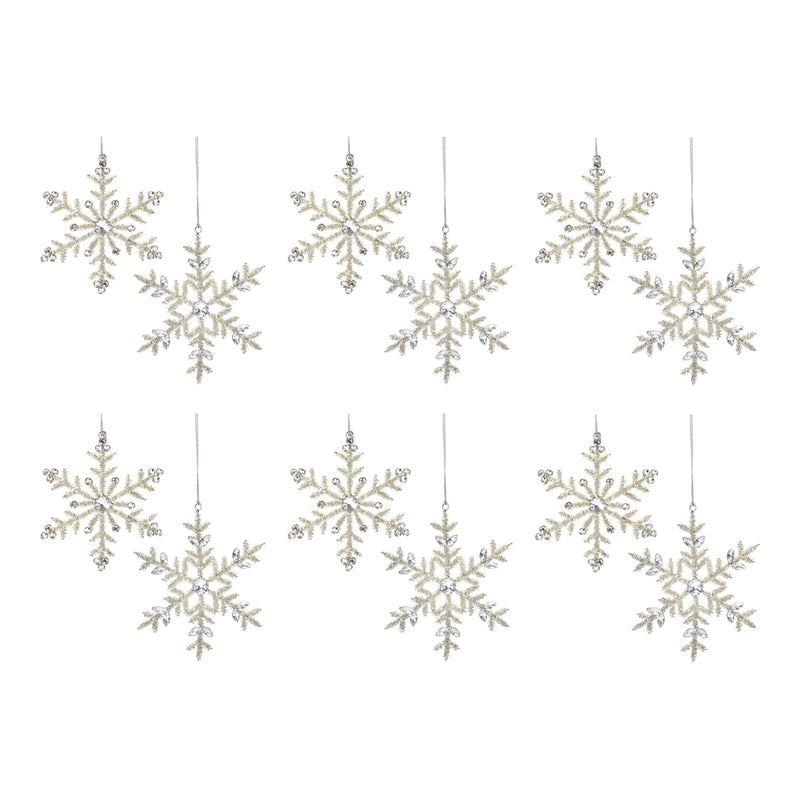 Jeweled Metal Snowflake Ornament (Set of 12)