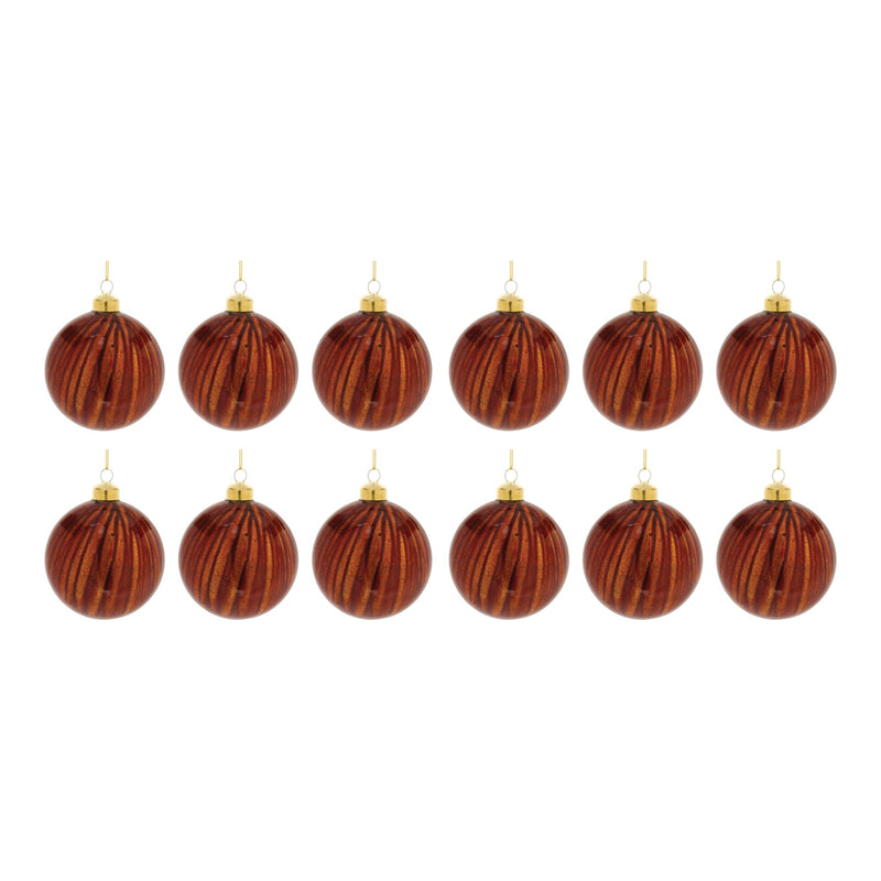 Amber Glass Ball Ornament (Set of 12)