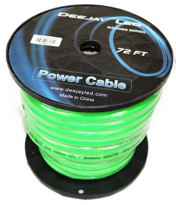 DeeJay LED TBH072GREENMIX 0 Gauge 72 Ft Power Cable - Green