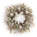 Cotton and Leaf Twig Wreath 28"D