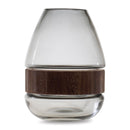 Melrose Grey Glass Vase with Natural Wood Accent 7.5"H