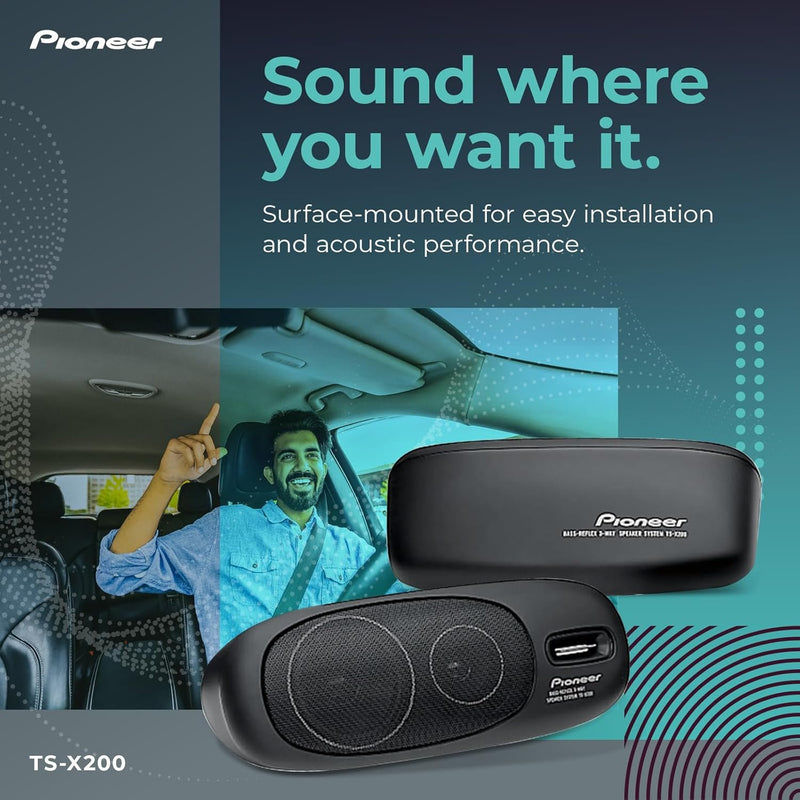 Pioneer TS-X200 4" 80 Watt 3-Way Surface Mount Speakers - Black - New Open Box
