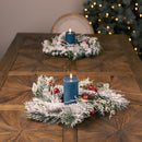 Melrose Flocked Pine Holly Sleigh Bell Candle Ring 18"D