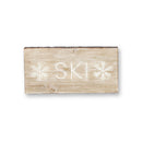Melrose Wood Ski and Snow Sentiment Block with White Washed Design (Set of 2)