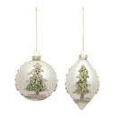 Painted Snowy Pine Tree Ball Ornament (Set of 6)