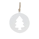 Melrose White Wood Pine Tree Cut-Out Ornament (Set of 12)