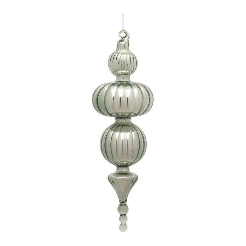 Sage Green Glass Finial Drop Ornament (Set of 6)