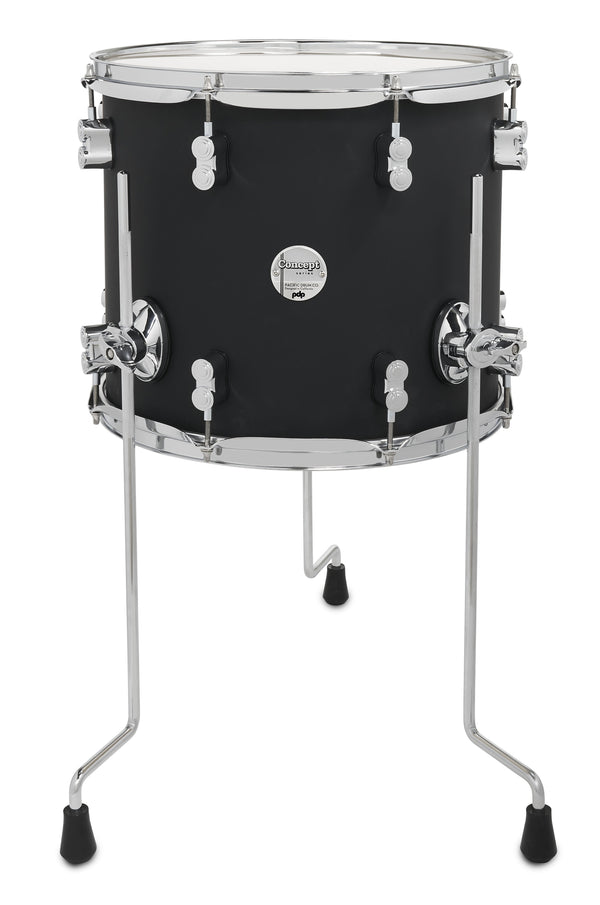 PDP Concept Maple 12x14 Floor Tom Satin Black Ply w/ Chrome Trim - PDCM1214TTBK