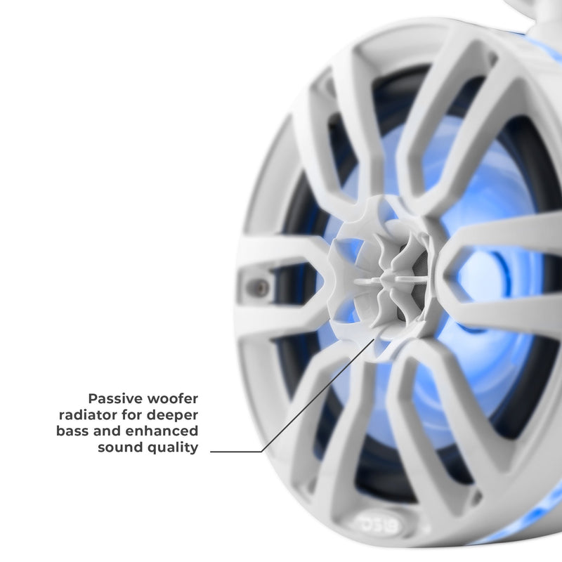 DS18 HYDRO NXL-X6TPWHNS 6.5" Marine Tower Speaker w/ Integrated RGB LED Lights