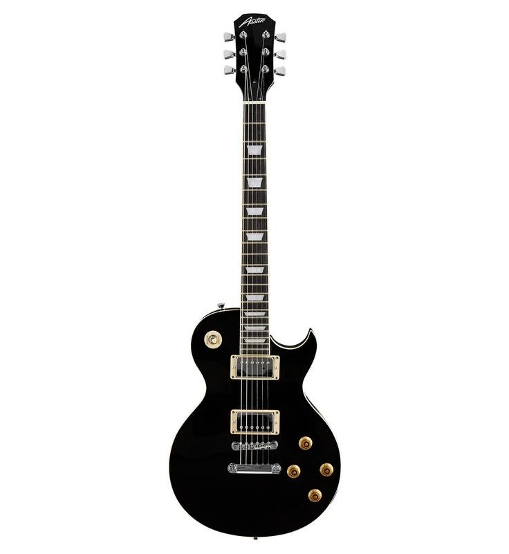 Austin Super 6 Archtop Single Cutaway Electric Guitar - Black - AS6PBK