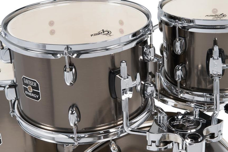 Gretsch Energy 5 Piece Full Drum Set w/ Hardware Brushed Grey 22/10/12/16/14