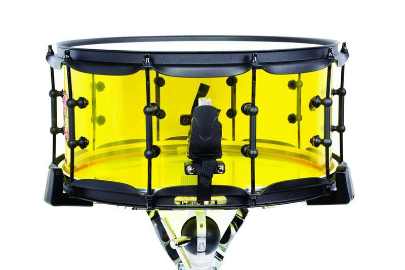 SJC Josh Dun Torch Snare Drum 6.5x14 Yellow Acrylic Shell w/ Black Hardware